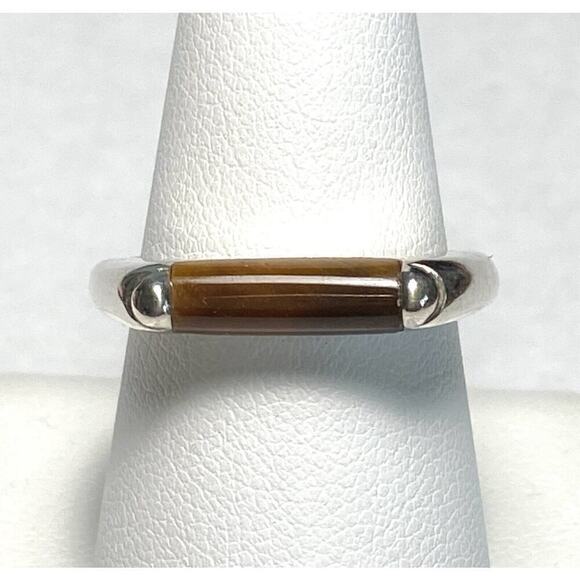 925 CPT TH Ring Tiger’s Eye Sterling Silver Size 8.75 Women 4.48g - Picture 4 of 16